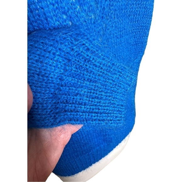 Crystal Sportswear Vivid Blue Mohair Blend Crewneck Cable Accent Sweater M - Picture 5 of 9